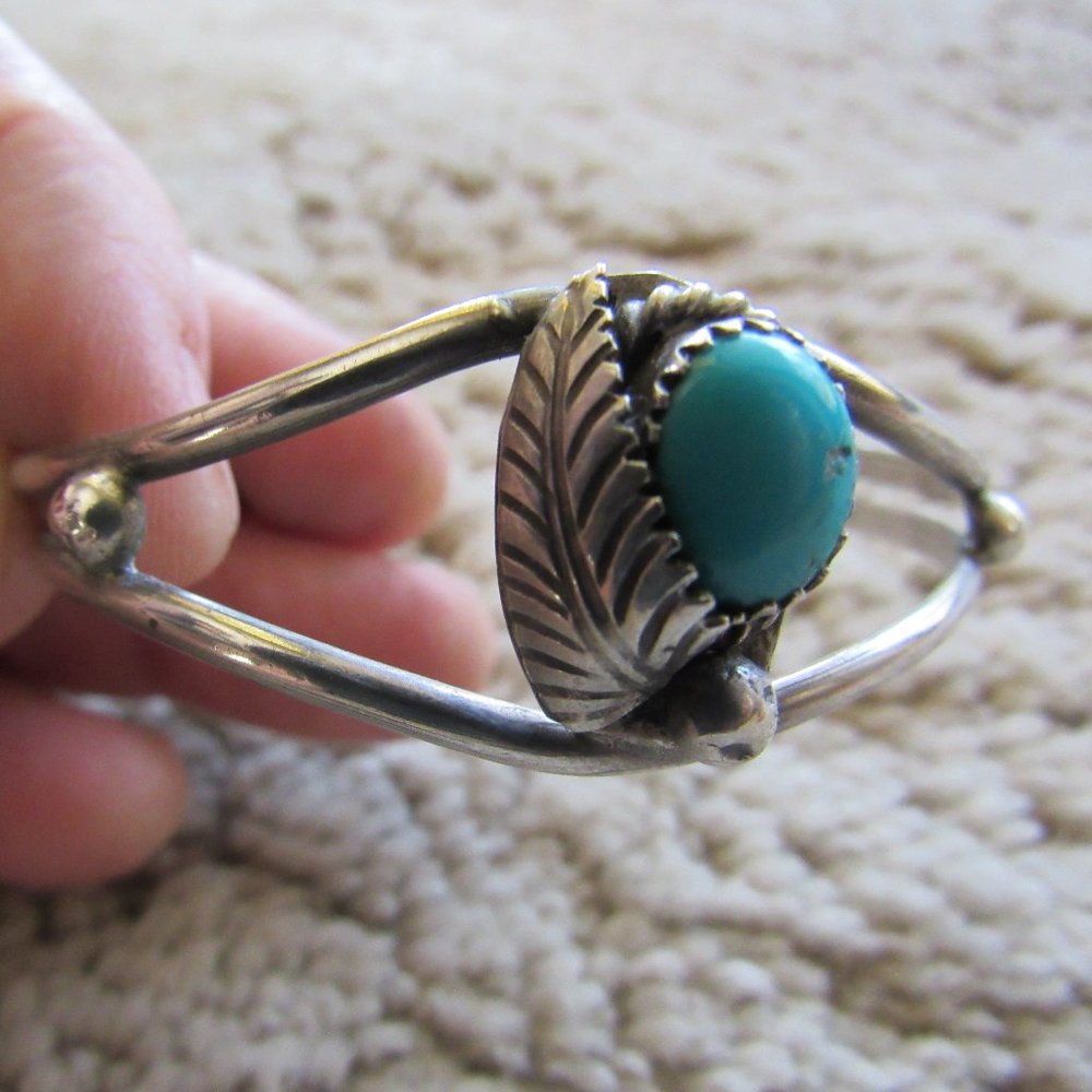 Vintage Navajo Sterling and Turquoise Cuff